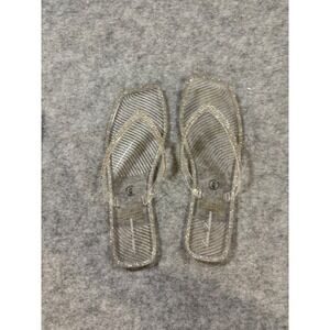 Lauren Lorraine Clear Rhinestone Sparkle Sandals Thong Flip Flops - Size 9 - NIB